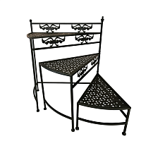 Полка для цветов  из металла раскладная 3-x ярусная, цвет черный