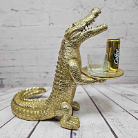 Фигура КРОКДИЛ С ПОДНОСМ, 82*70 см, цвет золотой