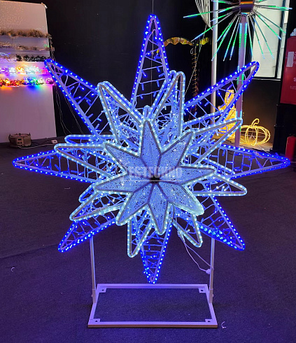 Световая конструкция ПОЛЯРНАЯ ЗВЕЗДА 3D, 165*150*30 см, уличная