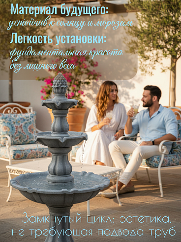 Садовый фонтан  3-х ярусный, цвет серый  57*130 см