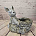 Садовая фигура кашпо ЗАЯЦ С КОРЗИНОЙ, 40*42 см