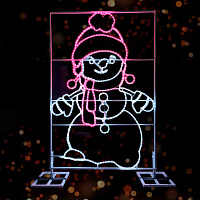Светодиодная конструкция 24V СНЕГОВИК ДЕВОЧКА 2D (СЕМЕЙКА СНЕГОВИКОВ) для использования на открытом воздухе.