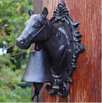  Винтажный настенный колокол КОНЬ чугун литьё