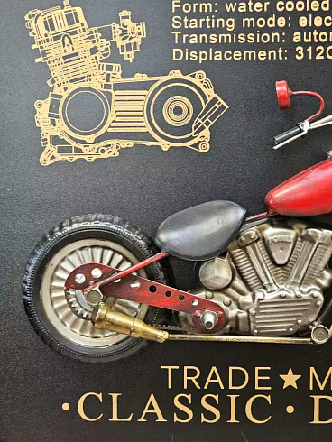 Часы настенные интерьерные ESTECHNO «Vintage Motorcycle» Loft 3D, 80*60 см