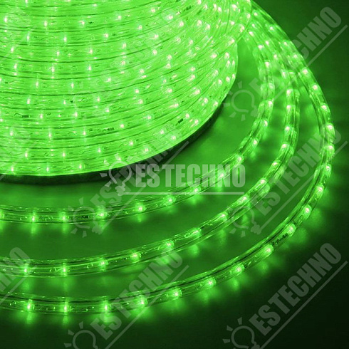 Светодиодный шнур Дюралайт 10 мм, зелёный, 220В