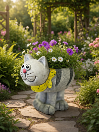 Садовая фигура кашпо КОТ, 34*38 см