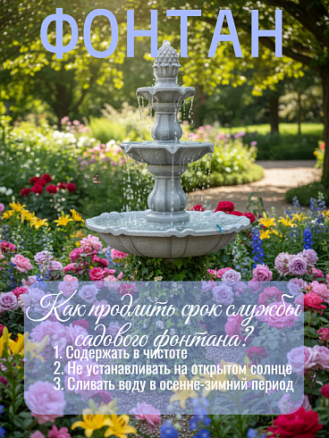 Садовый фонтан  3-х ярусный, цвет серый  57*130 см