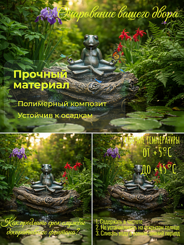 Фонтан декоративный ЛЯГУШКА ДЗЕН,