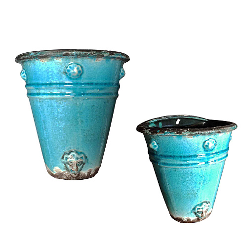 Кашпо навесное керамика FRENCH TURQUOISE, 20*22 см