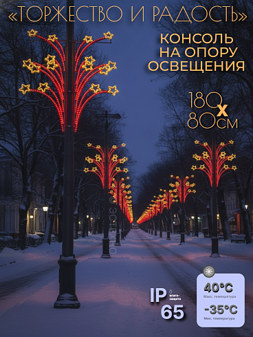 Светодиодная уличная консоль на столб «Праздничный Салют» (180х80 см)