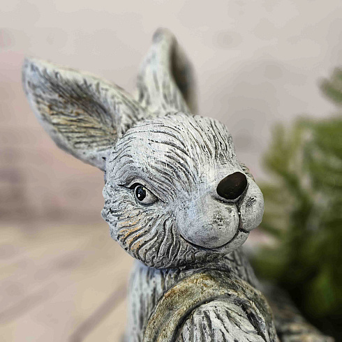 Садовая фигура кашпо ЗАЯЦ С КОРЗИНОЙ, 40*42 см