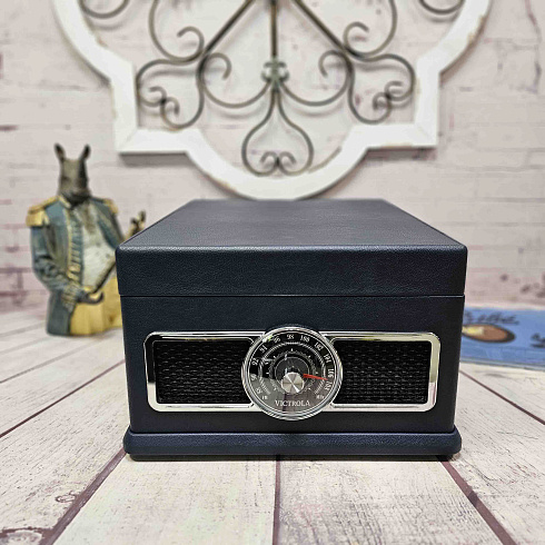 Виниловый проигрыватель, фонограф VICTROLA MADISON + CD/FM/BT ретро стиль, цвет синий