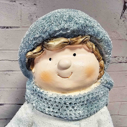 Фигура новогодняя из грубой керамики Малыш и пингвин, 26*18*37 см
