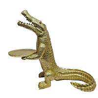Фигура КРОКДИЛ С ПОДНОСМ, 82*70 см, цвет золотой