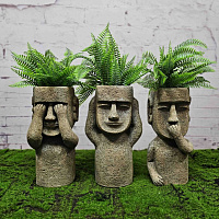 Фигуры кашпо НИЧЕГО НЕ ВИЖУ, НИЧЕГО НЕ СЛЫШУ, НИЧЕГО НИ КОМУ НЕ СКАЖУ, 38 см, 3 шт