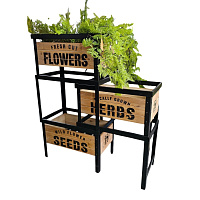 Полка для растений / для хранения фруктов 3-х уровневая складная из дерева и металла 97*30*92 см