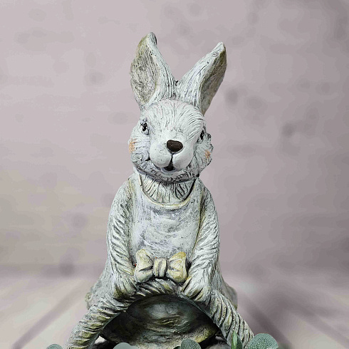 Садовая фигура кашпо ЗАЯЦ С КОРЗИНОЙ, 54*28 см