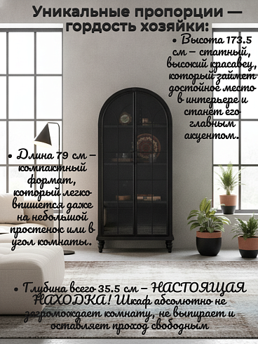 Арочный шкаф-витрина «Парижский Шик» (79х35.5х173.5 см)