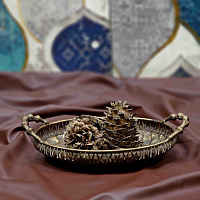 Блюдо из металла овал с ручками СЕРИЯ ВОСТОК, 31.5*17.5*9см